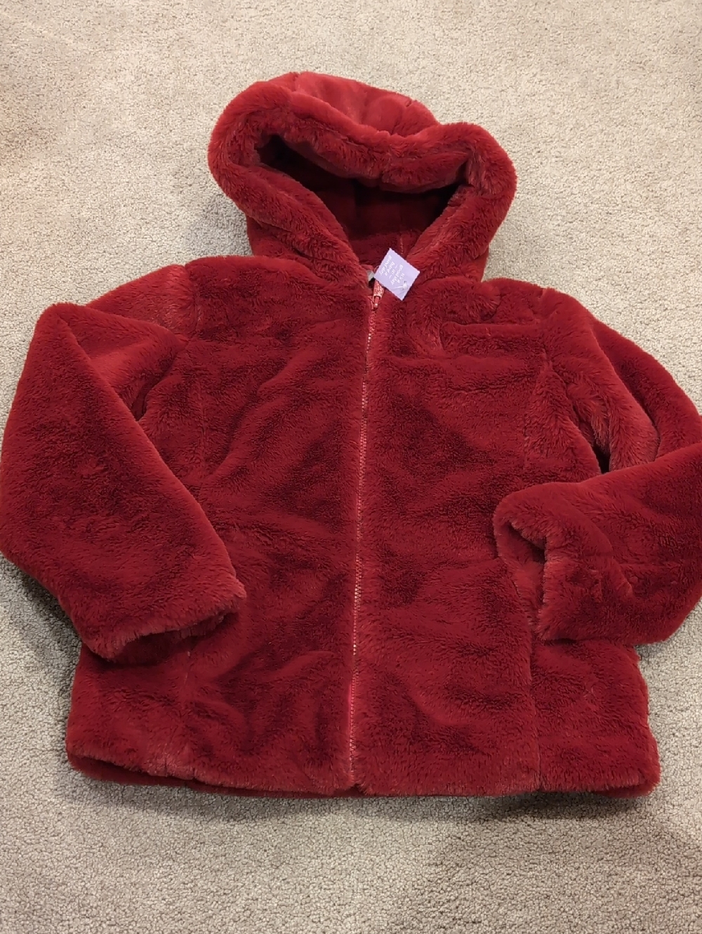 Maurices Plush Hooded Puffer Coat in Rich Red